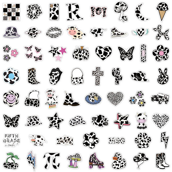 60pcs Cartoon Cow Print Series Sticker For DIY Journal Decor