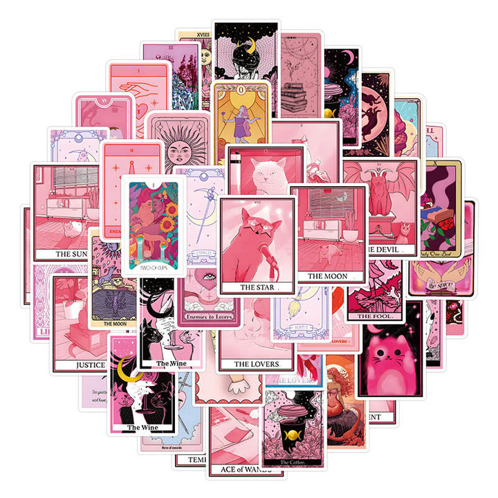 55pcs Pink Tarot Series Sticker For DIY Journal Decor