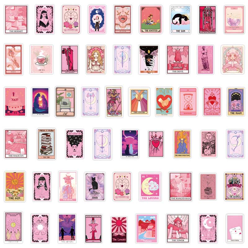 55pcs Pink Tarot Series Sticker For DIY Journal Decor