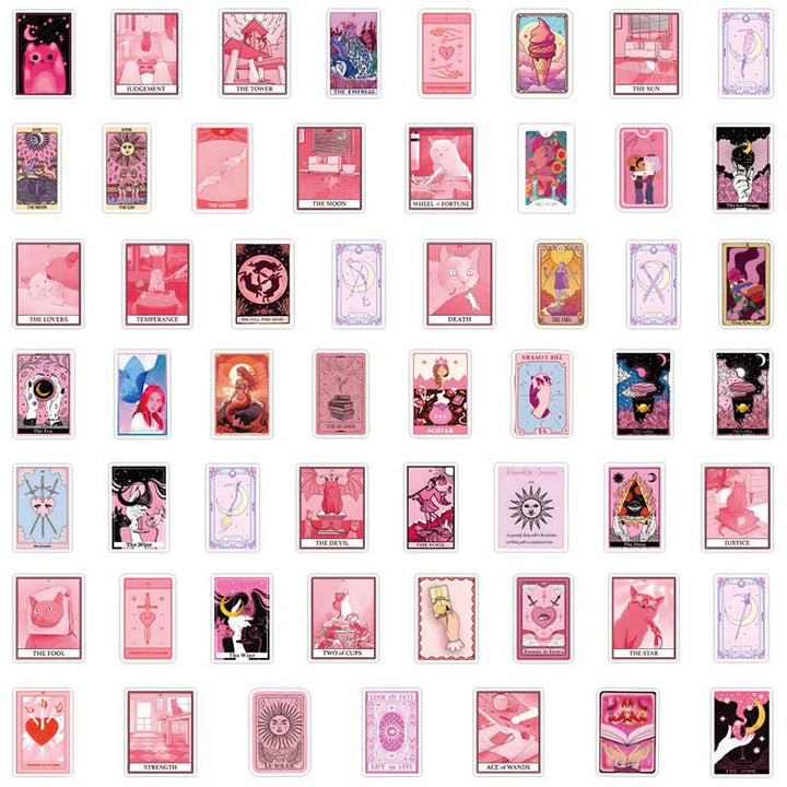 55pcs Pink Tarot Series Sticker For DIY Journal Decor