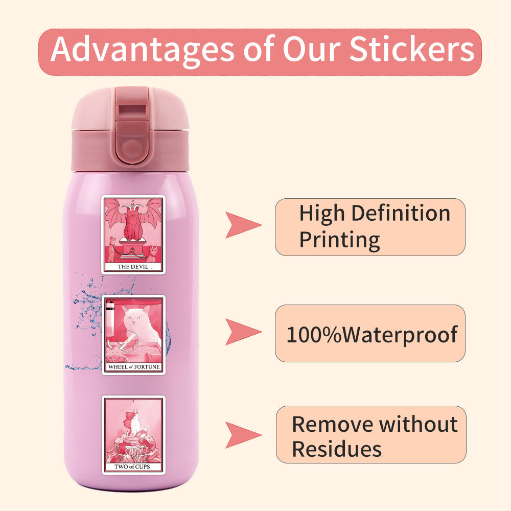 55pcs Pink Tarot Series Sticker For DIY Journal Decor