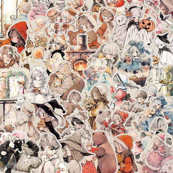 52pcs Cute Cartoon Girl Series Sticker For DIY Journal Decor