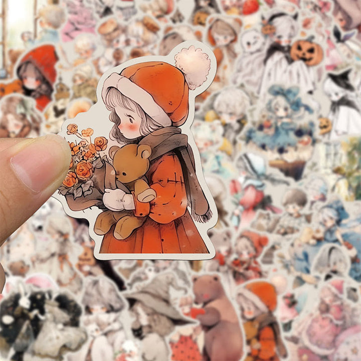 52pcs Cute Cartoon Girl Series Sticker For DIY Journal Decor