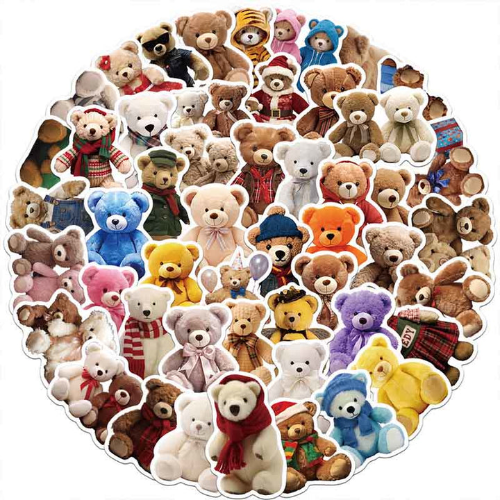 50pcs Cartoon Plush Bear Series Sticker For DIY Journal Decor