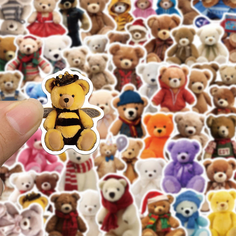 50pcs Cartoon Plush Bear Series Sticker For DIY Journal Decor