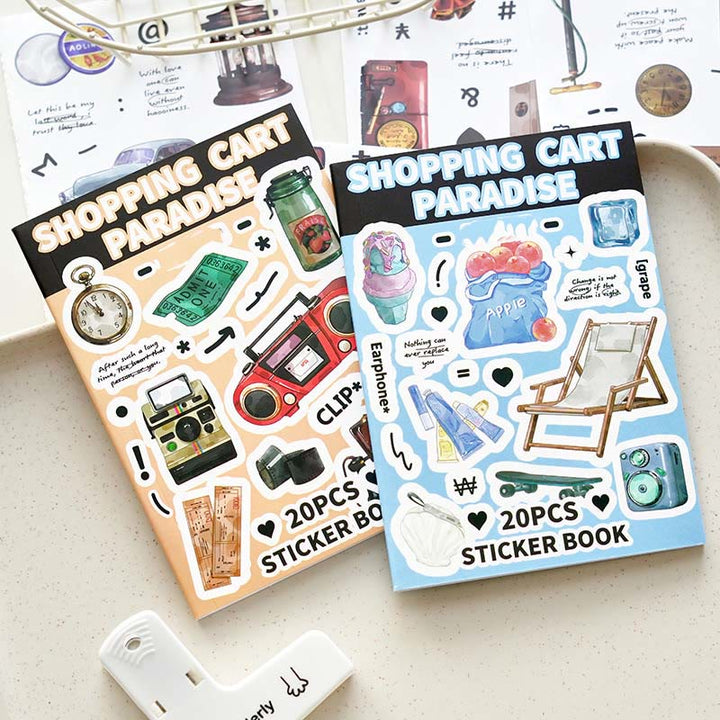 Cartoon Shopping Paradise Series Sticker Book For DIY Journal Decor