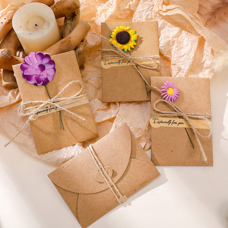 Flower Decor Kraft Paper Envelope For Invitation Greeting Card