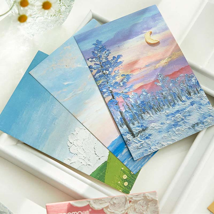 30pcs Four Season Series Postcard Oil Painting Style For Greeting