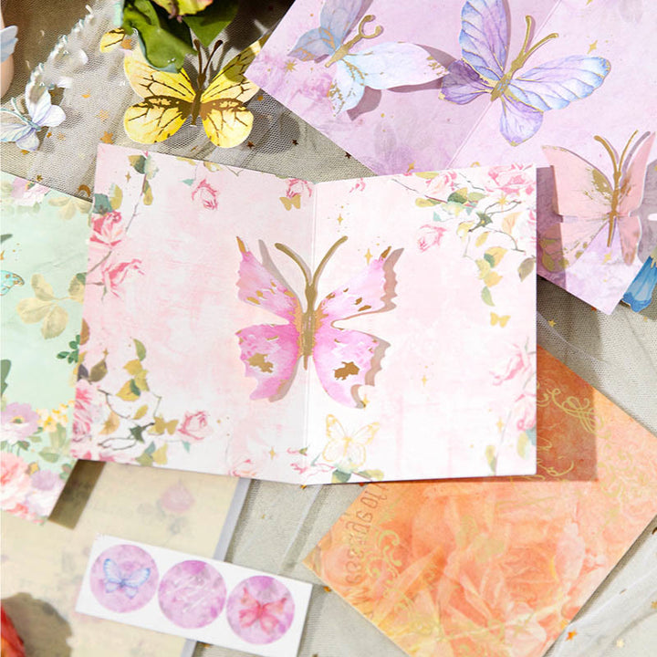 Flower Butterfly Footnote Series Postcard Romantic Style For Greeting