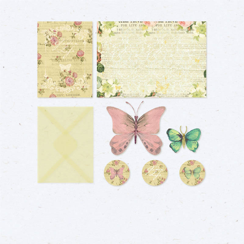 Flower Butterfly Footnote Series Postcard Romantic Style For Greeting