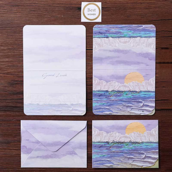 6pcs Rainbow Series Postcard Oil Painting Style For Greeting