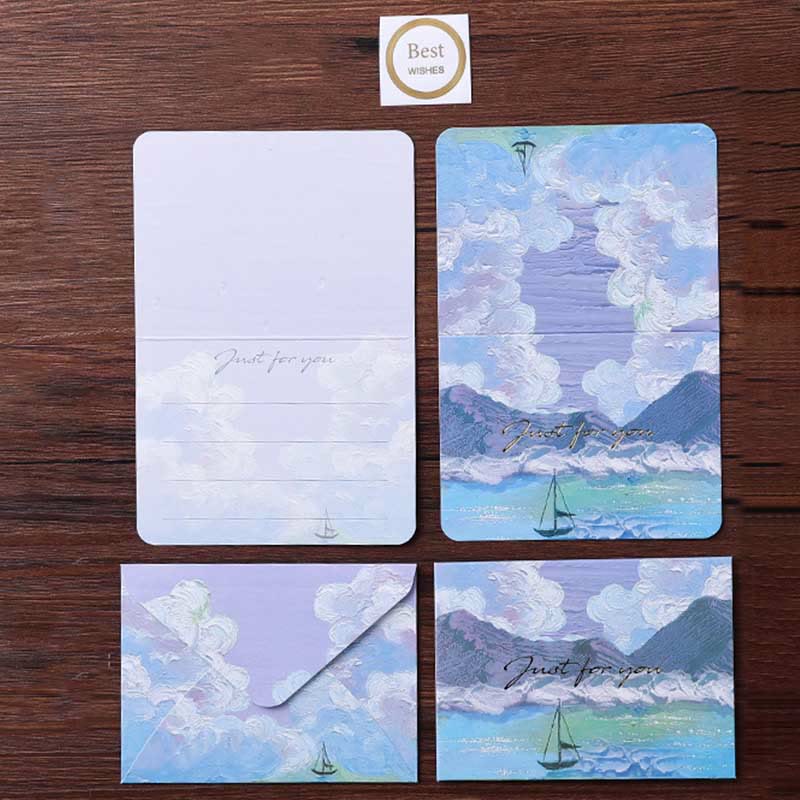 6pcs Rainbow Series Postcard Oil Painting Style For Greeting