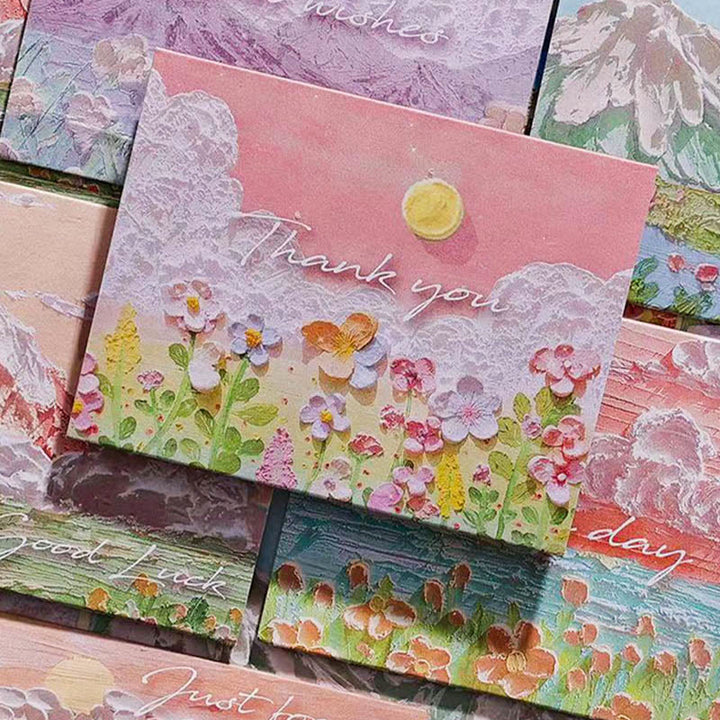 6pcs Sun And Beauty Series Postcard Trifold Style For Greeting