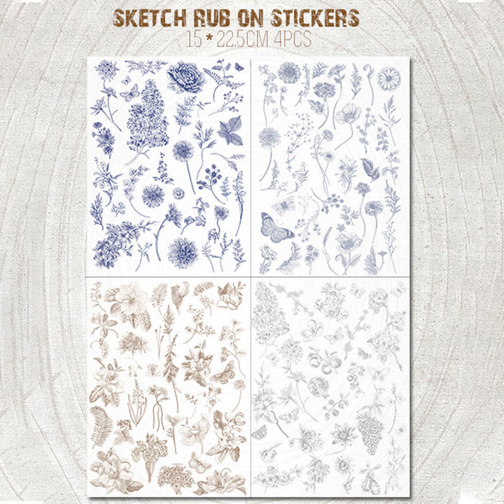 Plant Manuscript Series Rub On Sticker Transfer Sticker For Crafts