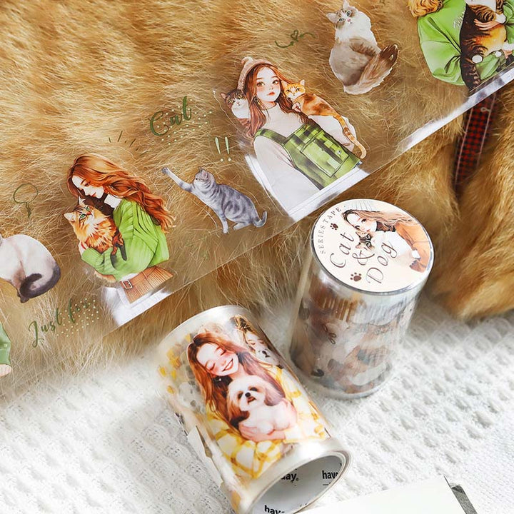 Kitten And Puppy Series Vintage Tape Decorative Scrapbook Tape