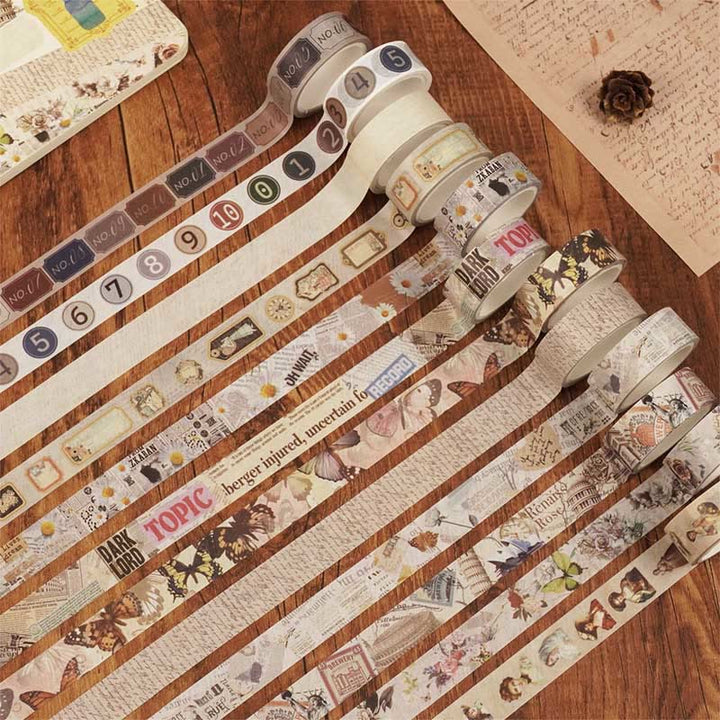 12 Rolls Set Vintage Newspaper Series Washi Tape Scrapbook Tape