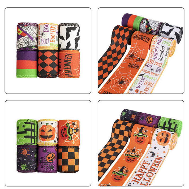 6 Rolls Set Halloween Series Polyester Tape Decorative Scrapbook Tape