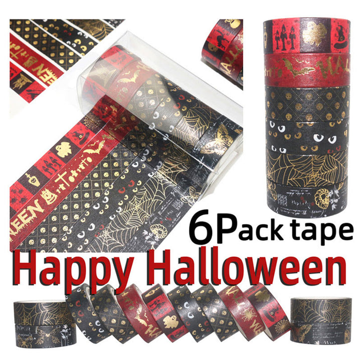 6 Rolls Set Black Halloween Series Washi Tape Scrapbook Tape