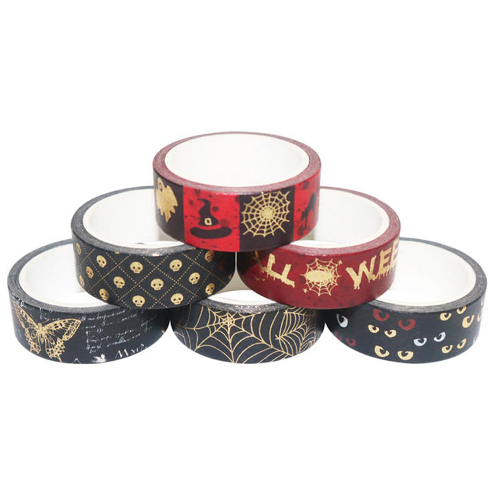 6 Rolls Set Black Halloween Series Washi Tape Scrapbook Tape