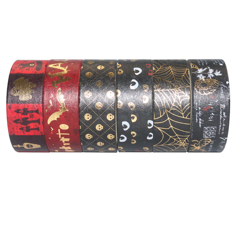 6 Rolls Set Black Halloween Series Washi Tape Scrapbook Tape