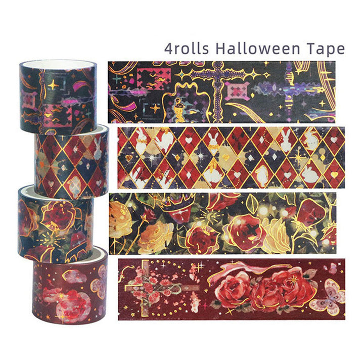 4 Rolls Set Black Halloween Series Washi Tape Decorative Tape