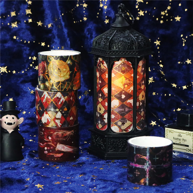 4 Rolls Set Black Halloween Series Washi Tape Decorative Tape