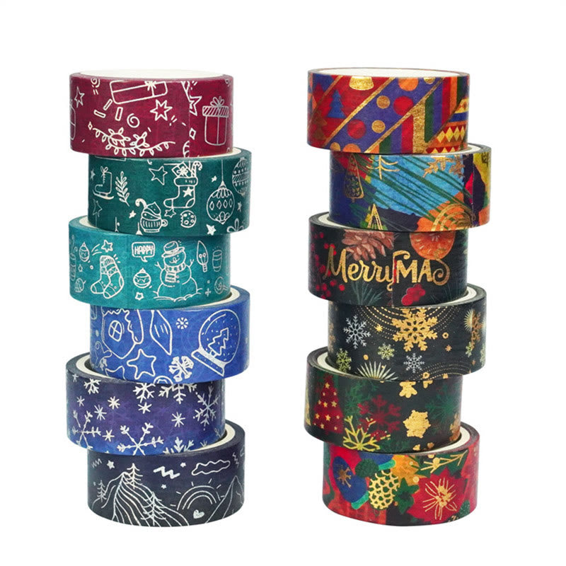 12 Rolls Set Christmas Winter Series Washi Tape Scrapbook Tape