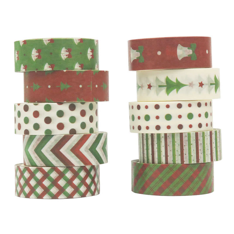 10 Rolls Set Christmas Holiday Series Washi Tape Scrapbook Tape