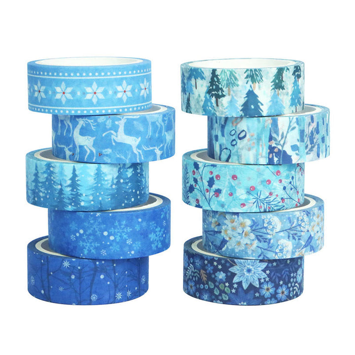 10 Rolls Set Snowflake Christmas Series Washi Tape Scrapbook Tape