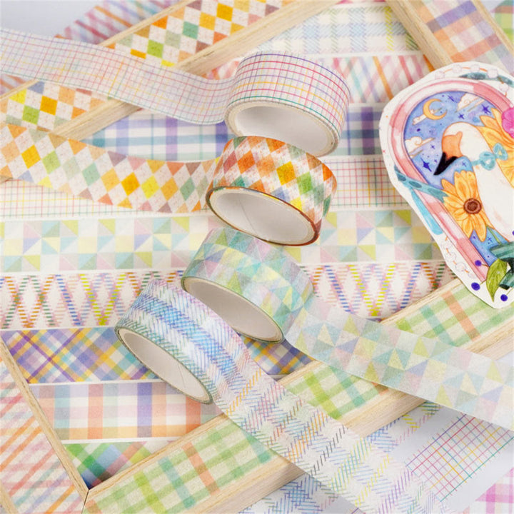 12 Rolls Set Grid Pattern Series Washi Tape Scrapbook Tape