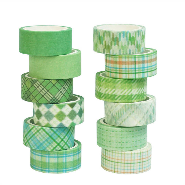 12 Rolls Set Grid Pattern Series Washi Tape Scrapbook Tape