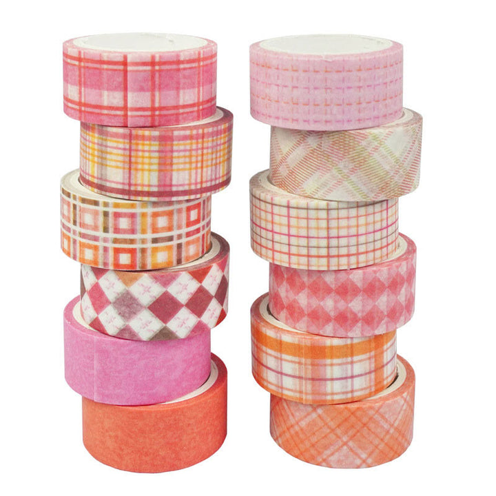 12 Rolls Set Grid Pattern Series Washi Tape Scrapbook Tape