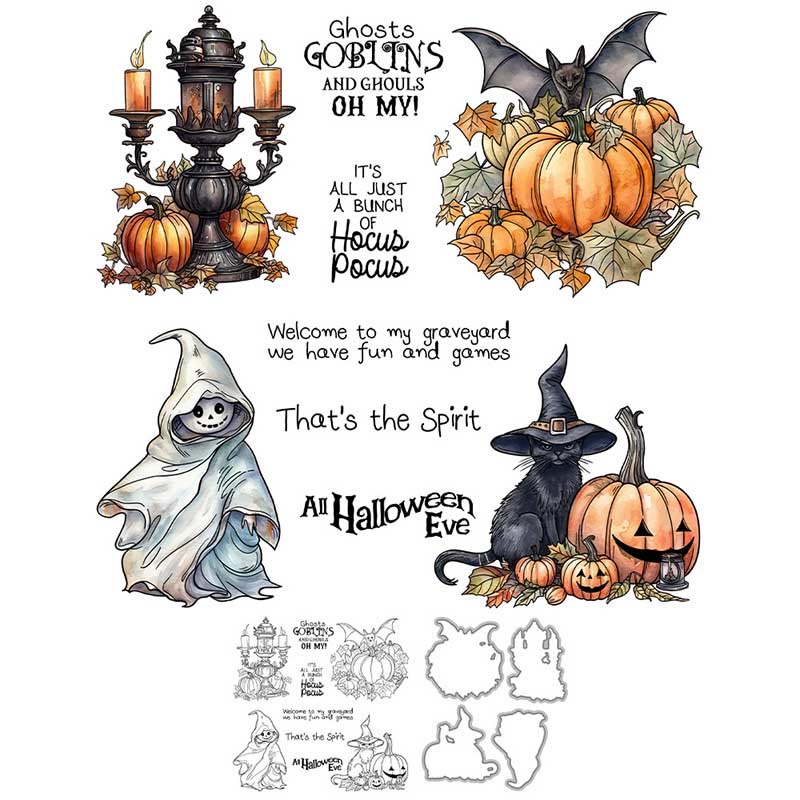 Pumpkin Ghost Stamp Cutting Dies Set For Handmade Postcard Crafts