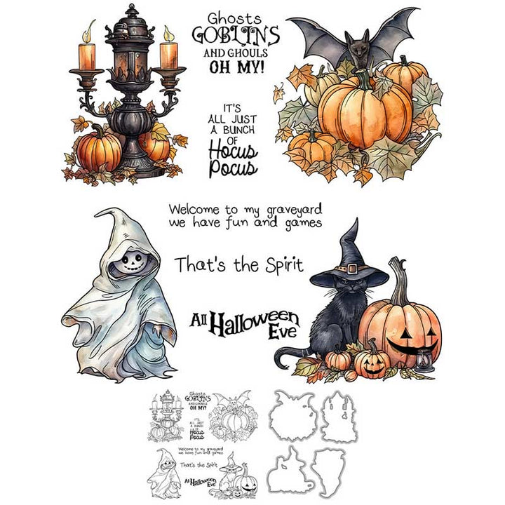 Pumpkin Ghost Stamp Cutting Dies Set For Handmade Postcard Crafts