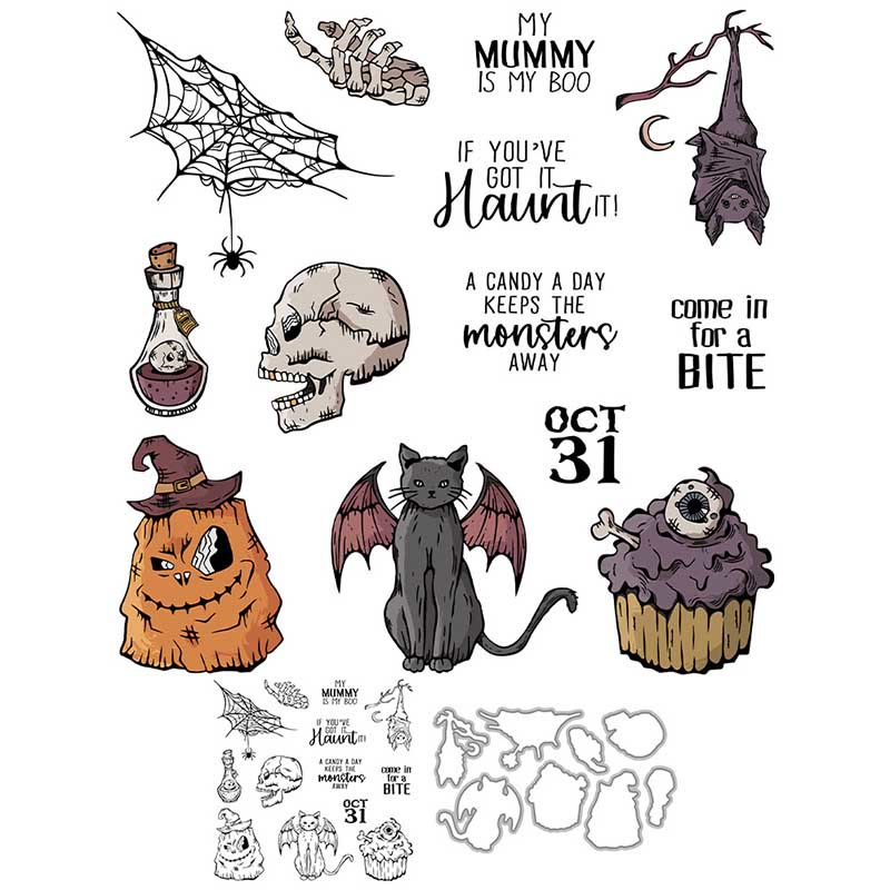 Halloween Decor Stamp Cutting Dies Set For Handmade Postcard Crafts