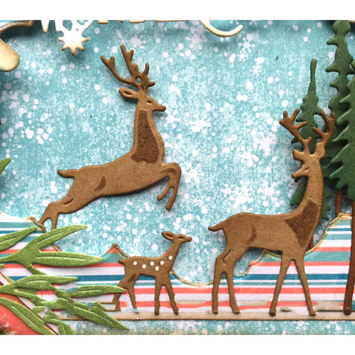 Elk And Tree Cutting Dies Set For Handmade Postcard Crafts