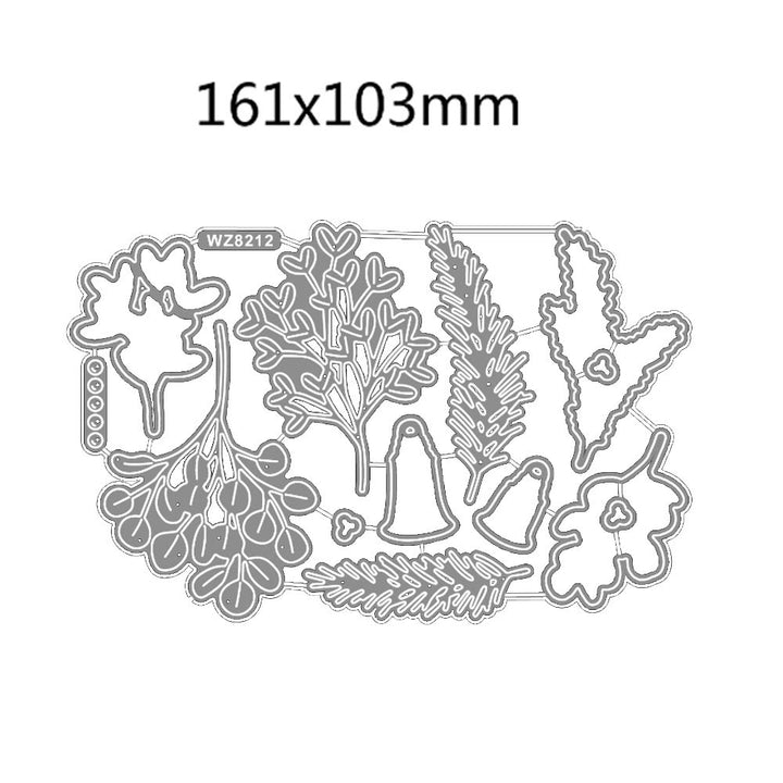 Leaf And Bell Stamp Cutting Dies Set For Handmade Postcard Crafts