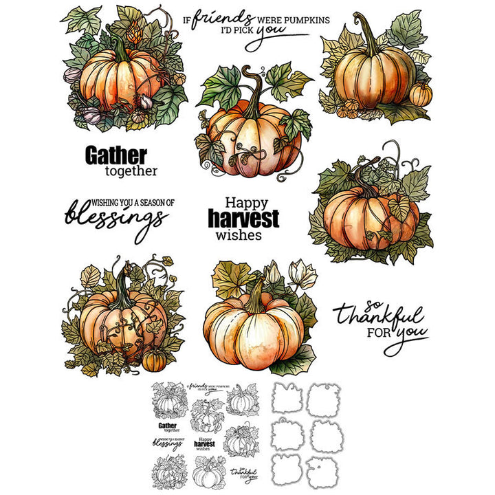 Plant A Pumpkin Stamp Cutting Dies Set For Handmade Postcard Crafts