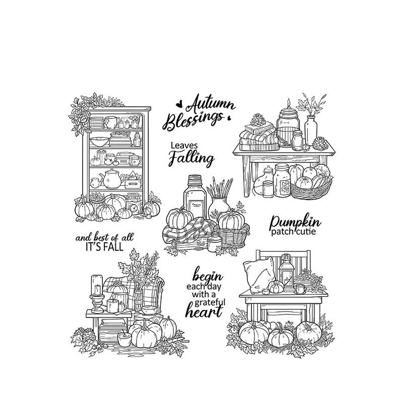 Pumpkin House Stamp Cutting Dies Set For Handmade Postcard Crafts