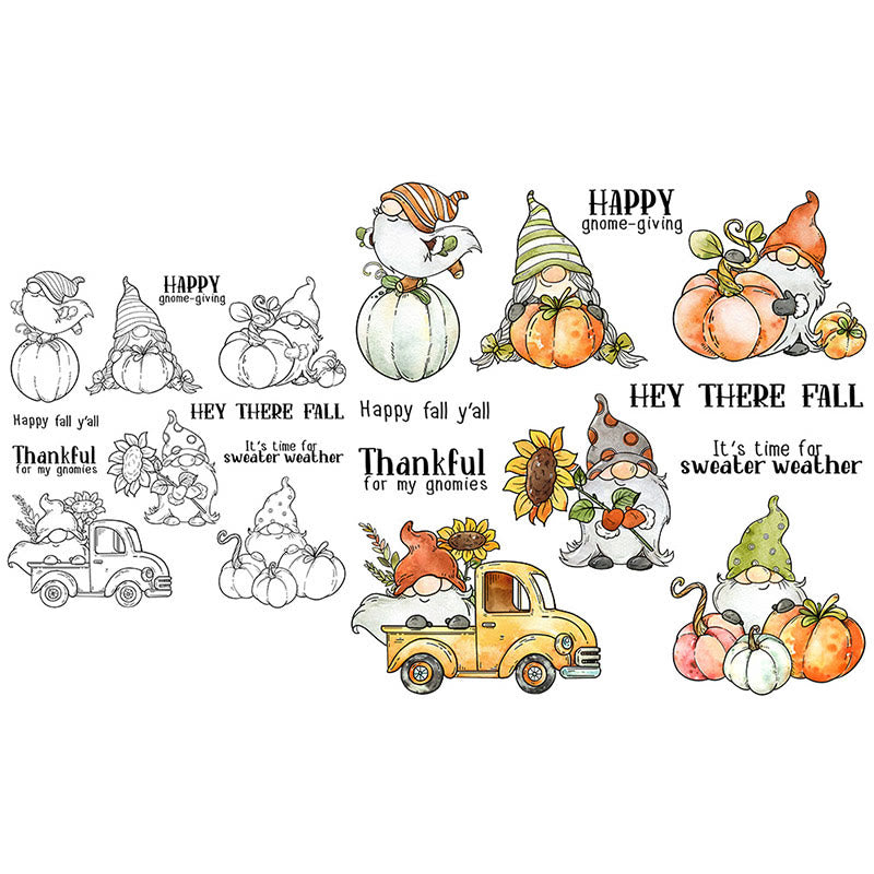 Pumpkin Dwarf Stamp Cutting Dies Set For Handmade Postcard Crafts