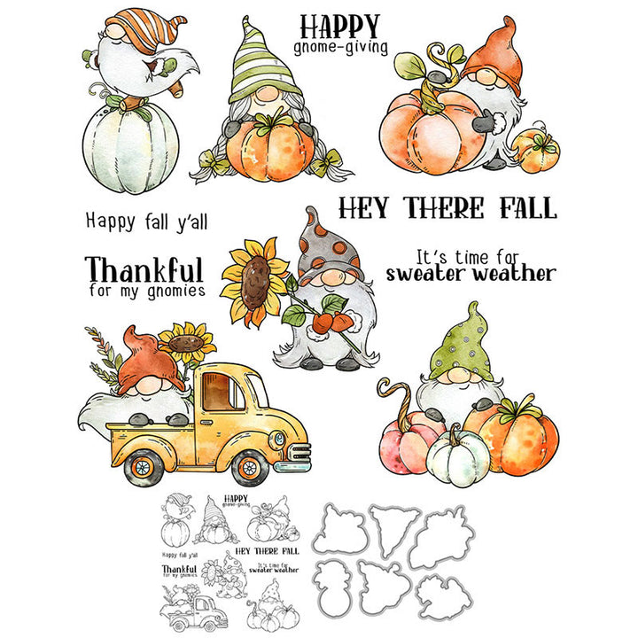 Pumpkin Dwarf Stamp Cutting Dies Set For Handmade Postcard Crafts