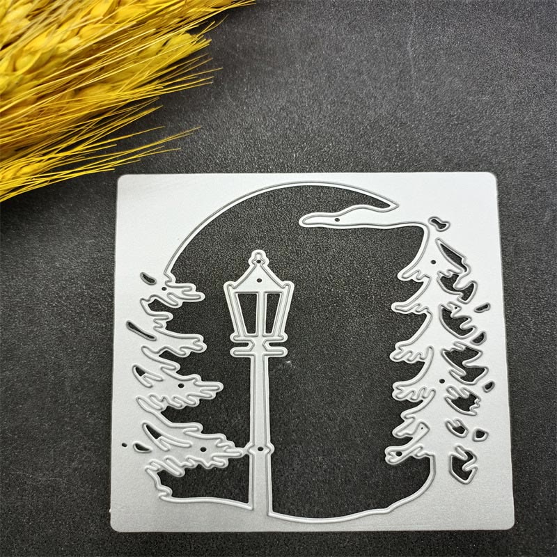 Christmas Tree Lamp Cutting Dies For Handmade Postcard Crafts