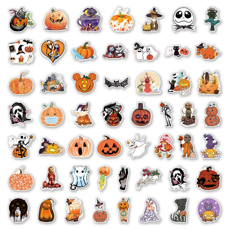 50pcs Halloween Pumpkin Series Graffiti Sticker For DIY Journal Decor