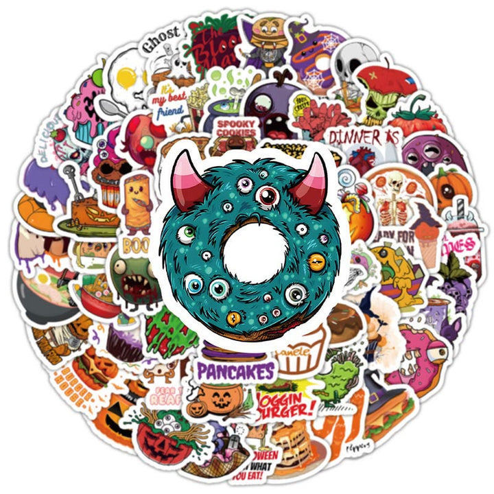 100pcs Halloween Food Series Sticker For DIY Journal Decor