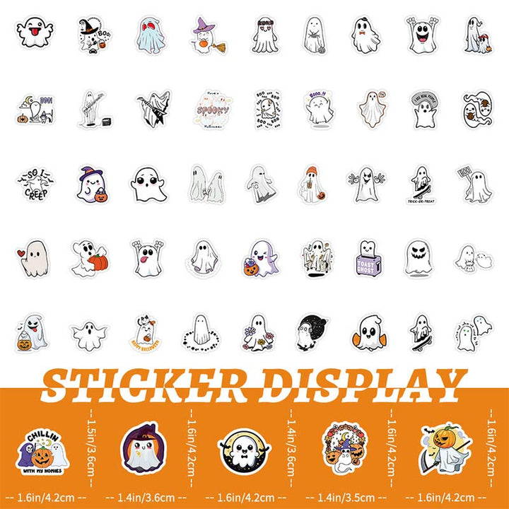 100pcs Cute White Ghost Series Sticker For DIY Journal Decor