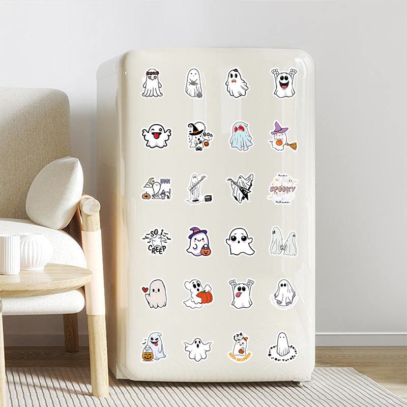 100pcs Cute White Ghost Series Sticker For DIY Journal Decor