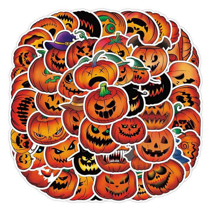 60pcs Halloween Funny Pumpkin Series Sticker For DIY Journal Decor