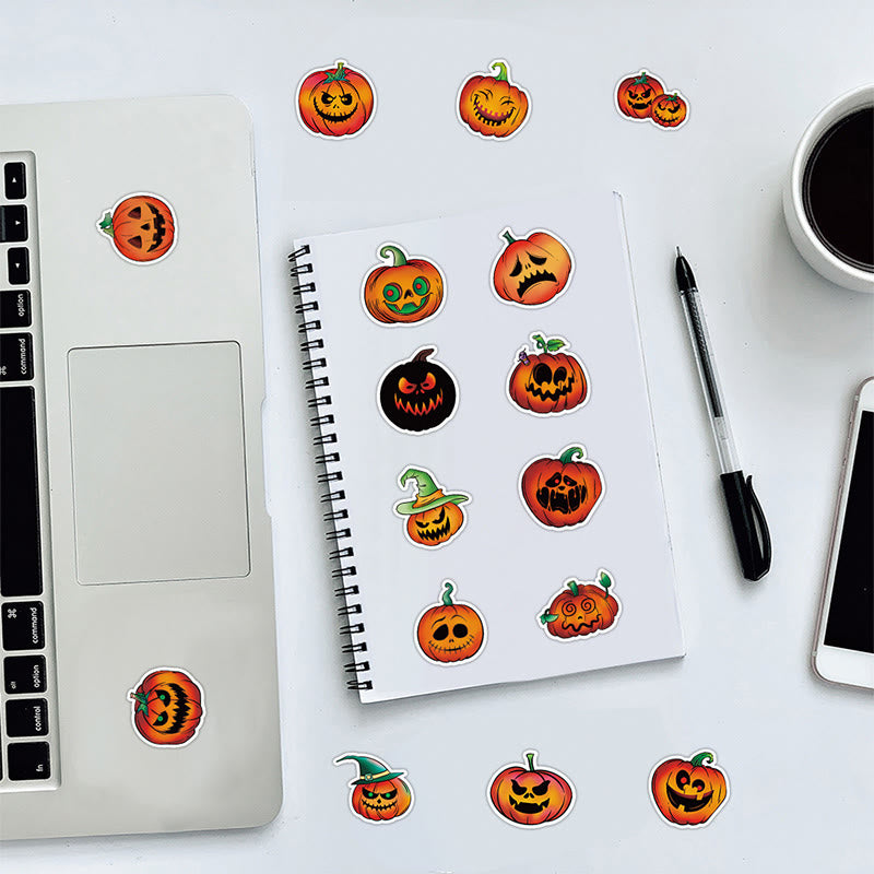 60pcs Halloween Funny Pumpkin Series Sticker For DIY Journal Decor