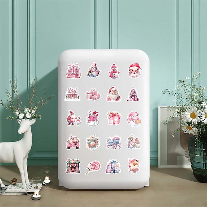 52pcs Pink Christmas Series Graffiti Sticker For Diy Journal Decor