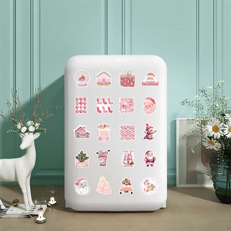 53pcs Light Pink Christmas Series Sticker For DIY Journal Decor